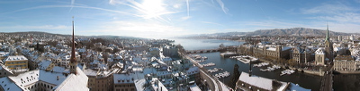 City Panorama of Zürich in Winter
