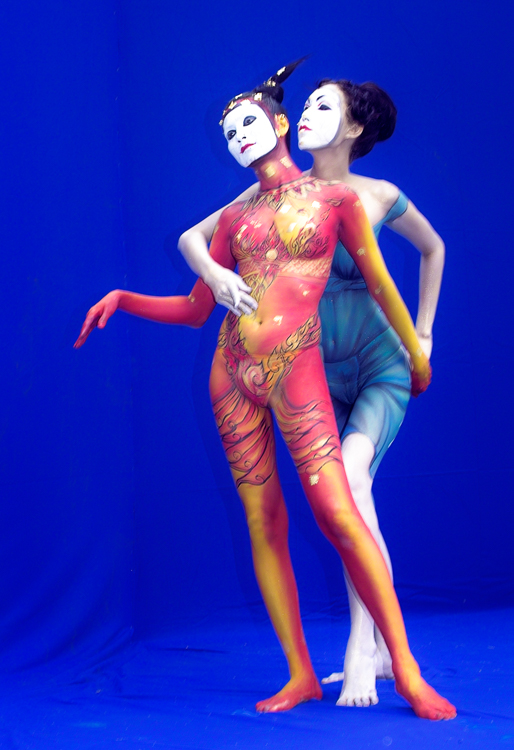 Art, Aufführung, Bodypainting, Color, Colors, Colour, Colours, Contest, Event, Farbe, Festival, Kunst, Körperbemalung, Körpermalerei, Modelle, Models, Model, Performance, Schminkkunst, Stage, Veranstaltung, Vorführung, WEB, Wettbewerb, Regualar exposure of Montri Wadla-Iad models