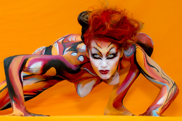 2007, Body Art, Bodypainting, Chaos versus Control, Festival, Jahr, Jahreszeit, Menschen und Aktivitäten, Sommer, Veranstaltung, WBF 2007,  The foxiest fox, Artist: Mieke Van Gompel.