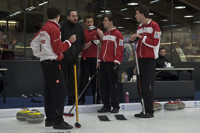 Draw #9 Men's Switzerland-Sweden, SUI-SWE/5-4, Team-Switzerland: Peter de Cruz, Benoît Schwarz, Roger Gulka, Valetin Tanner, Dominik Märki<br>Bronze Medal, Olympia 2018, PyeongChang Korea