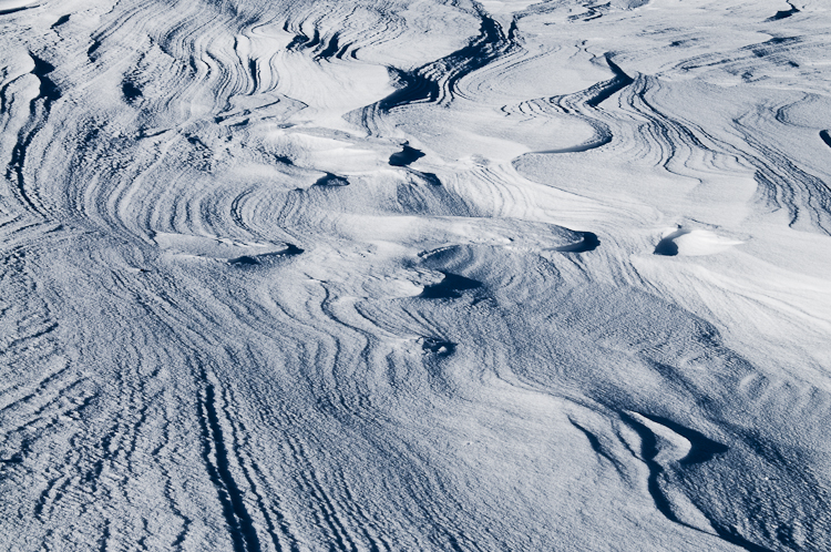 Snowdrift Formations, Wind sculpted snow fields. Abstract Formation, Engadin, Graubünden, Sils / Segl, Sils/Segl Baselgia, Snow, Switzerland, Waves of Ice, Winter