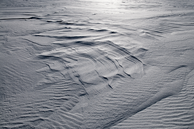 Snowdrift Formations, Wind sculpted snow fields. Abstract Formation, Engadin, Graubünden, Sils / Segl, Sils/Segl Baselgia, Snow, Switzerland, Waves of Ice, Winter