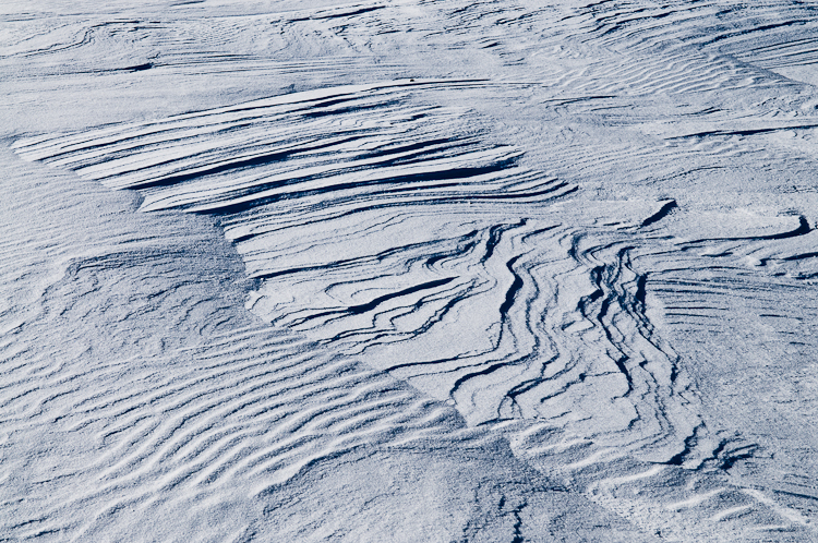 Snowdrift Formations, Wind sculpted snow fields. Abstract Formation, Engadin, Graubünden, Sils / Segl, Sils/Segl Baselgia, Snow, Switzerland, Waves of Ice, Winter