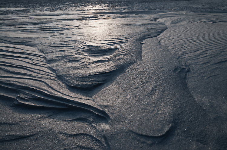 , Windblown snow drifts created icy waves. Abstract Formation, Engadin, Graubünden, Snow, Switzerland, Waves of Ice, Winter