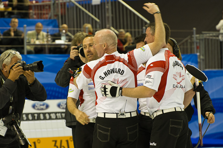 The Winners of World Curling Championship 2012, Gold Medal for the team from Canada: Howard Glen, Middaugh Wayne, Laing Brent, Savill Craig, Howard Scott. Curling, Sport, World Men's Chamionship