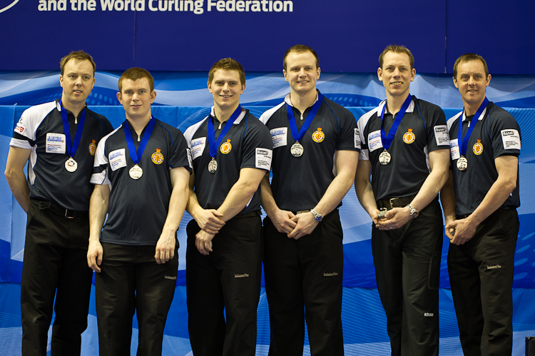 The Team from Scotland, Brewster Tom, Drummond Greg, Andrews Scott, Goodfellow Michael, Edwards David. Curling, Sport, World Men's Chamionship