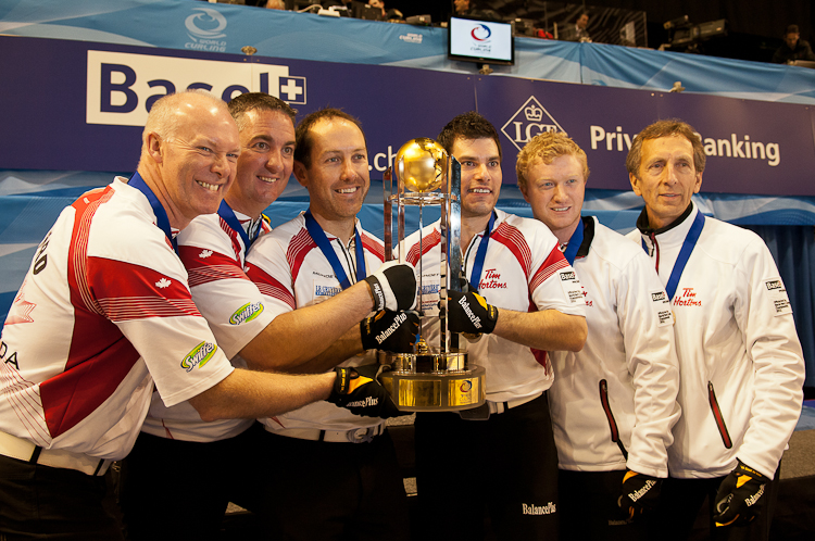 The Winners of World Curling Championship 2012, Gold Medal for the team from Canada: Howard Glen, Middaugh Wayne, Laing Brent, Savill Craig, Howard Scott. Curling, Sport, World Men's Chamionship