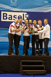 Curling, Sport, World Men's Chamionship, The Winners of World Curling Championship 2012, Gold Medal for the team from Canada: Howard Glen, Middaugh Wayne, Laing Brent, Savill Craig, Howard Scott.